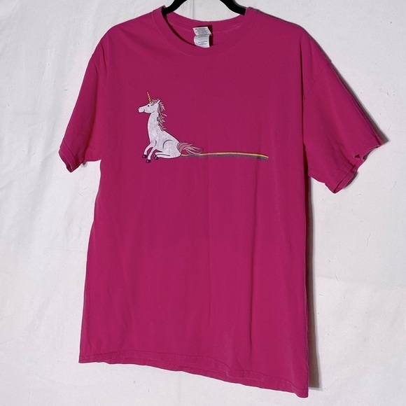 5/$25 Gildan Pink Rainbow Unicorn Skid Mark T Shirt L - Picture 14 of 14